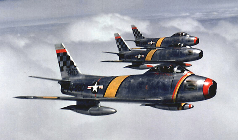 North American F-86 Sabres in the skies over Korea.